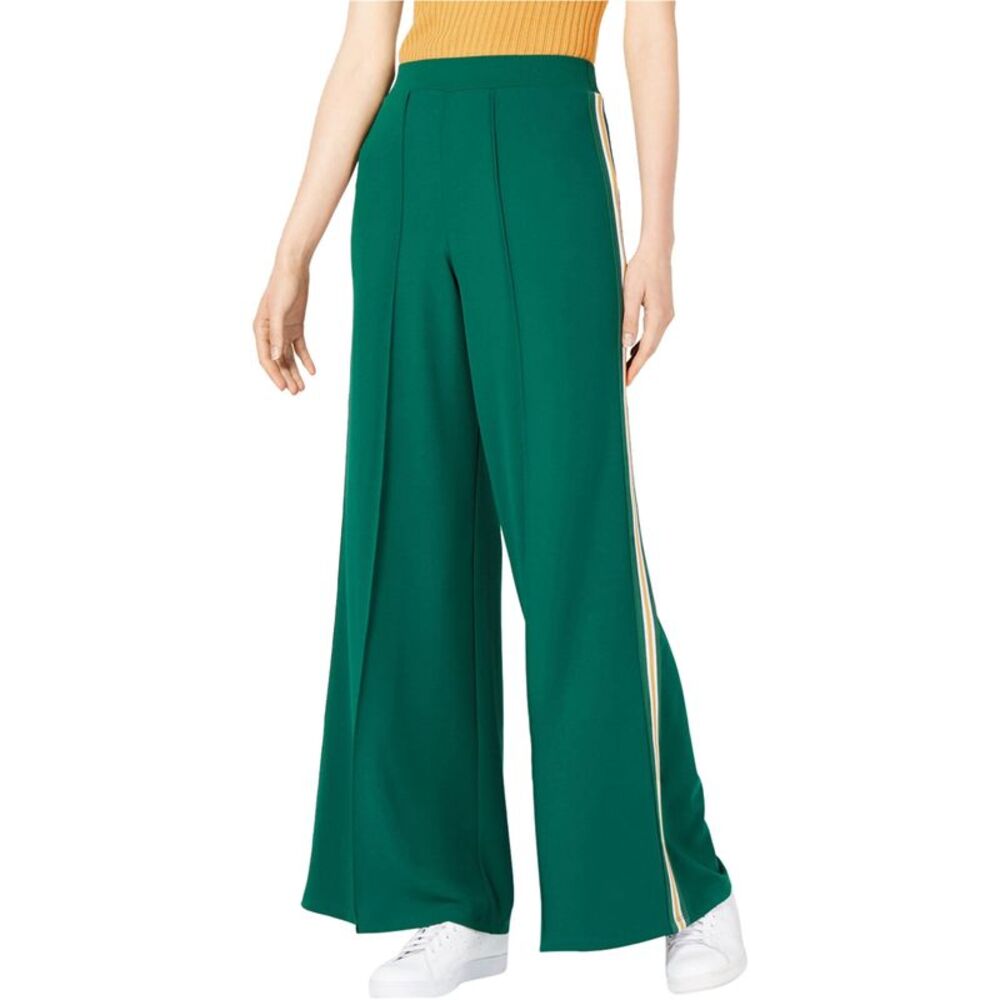 Project 28 Womens Pleated Front Wide Leg Casual Pants, Green, M, DM